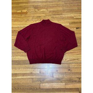 Jos. A. Bank Mens Sweater Size XL Red 100% Wool Tight Knit Mock Neck NWT $90